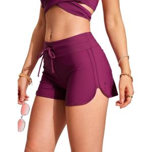 CRZ YOGA Classic Fit Dolphin Board Shorts for Women 3” – High Waisted Beach Swimwear Bottoms Bathing Trunks with Liner(Fuchsia)