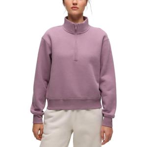 CRZ YOGA Cotton Fleece Lined Half Zip Sweatshirt for Women – Pullover Funnel Neck Workout Casual Sweat Shirts with Pocket(Light Lavender)