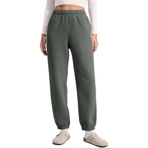 CRZ YOGA Cotton Fleece Lined Jogger Sweatpants Women 28″ – Casual Lounge Travel Pants with Pockets Winter Warm(Grey Sage)