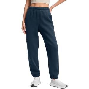CRZ YOGA Cotton Fleece Lined Jogger Sweatpants Women 28″ – Casual Lounge Travel Pants with Pockets Winter Warm(Ink Blue)