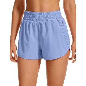 CRZ YOGA Dolphin Athletic Shorts for Women 3″ – High Waisted Quick Dry for Running Workout Gym Track with Zip Pocket(Periwinkle Purple)