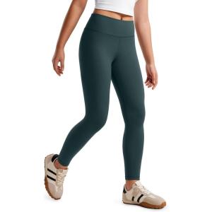 CRZ YOGA Girls Butterluxe Full Length Yoga Leggings – Athletic Sports Casual Pants High Waist Tights Kids Teen(Forest Dark Green)