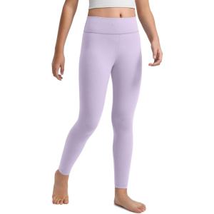 CRZ YOGA Girls Butterluxe Full Length Yoga Leggings – Athletic Sports Casual Pants High Waist Tights Kids Teen(Lilac Air)