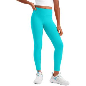 CRZ YOGA Girls Butterluxe Full Length Yoga Leggings – Athletic Sports Casual Pants High Waist Tights Kids Teen((Neon) Spectral Blue)