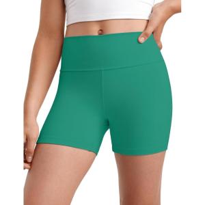 CRZ YOGA Girls Butterluxe High Waist Athletic Biker Shorts – Dance Yoga Casual Kids Teen Summer(Cascadia Green)