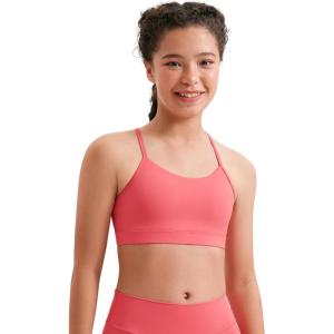 CRZ YOGA Girls Butterluxe Y Back Sports Bra – Yoga Athletic Casual Tops Scoop Neck Spaghetti Strap Padded Crop Kids Teen(Raspberry Sorbet)