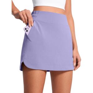 CRZ YOGA High Waisted Dolphin Golf Skirts for Women – Mini Lined A Line Tennis Casual Skort with Side Pockets(Dark Lavender Purple)