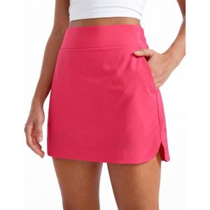 CRZ YOGA High Waisted Dolphin Golf Skirts for Women – Mini Lined A Line Tennis Casual Skort with Side Pockets(Lip Gloss Pink)