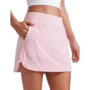 CRZ YOGA High Waisted Dolphin Golf Skirts for Women – Mini Lined A Line Tennis Casual Skort with Side Pockets(Strawberry Pink)