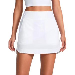 CRZ YOGA High Waisted Dolphin Golf Skirts for Women – Mini Lined A Line Tennis Casual Skort with Side Pockets(White)