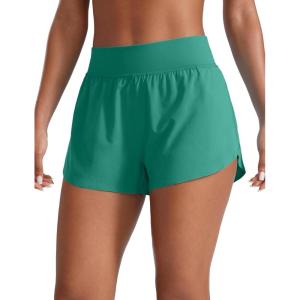 CRZ YOGA High Waisted Split Running Shorts for Women 3″ – Comfy Mesh Liner for Workout Athletic GymTrack Quick Dry(Cascadia Green)