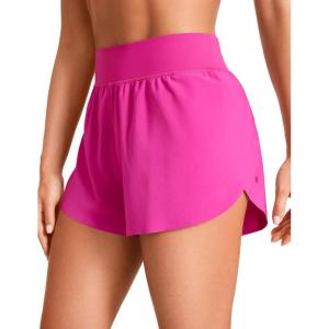 CRZ YOGA High Waisted Split Running Shorts for Women 3″ – Comfy Mesh Liner for Workout Athletic GymTrack Quick Dry(Hibiscus Purple)