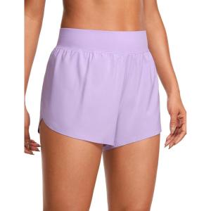 CRZ YOGA High Waisted Split Running Shorts for Women 3″ – Comfy Mesh Liner for Workout Athletic GymTrack Quick Dry(Lilac)