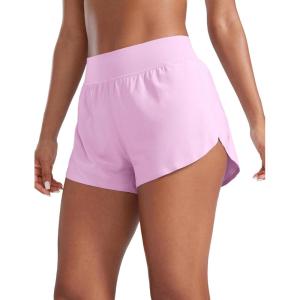 CRZ YOGA High Waisted Split Running Shorts for Women 3″ – Comfy Mesh Liner for Workout Athletic GymTrack Quick Dry(Vita Pink)