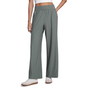 CRZ YOGA Lightweight Drapey Wide Leg Casual Pants for Women 30″ – Flowy Travel Work Loose Fit Summer(Grey Sage)