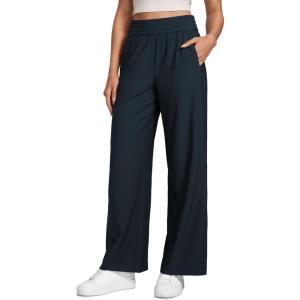 CRZ YOGA Lightweight Drapey Wide Leg Casual Pants for Women 30″ – Flowy Travel Work Loose Fit Summer(True Navy)