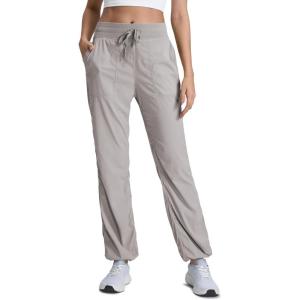 CRZ YOGA Lightweight Straight Leg Workout Pants for Women 28″/30″/32″ – Ruched Casual Work Athletic Joggers with Pockets(Dark Chrome)