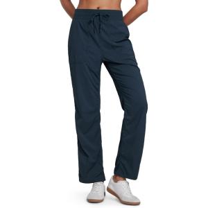 CRZ YOGA Lightweight Straight Leg Workout Pants for Women 28″/30″/32″ – Ruched Casual Work Athletic Joggers with Pockets(Ink Blue)