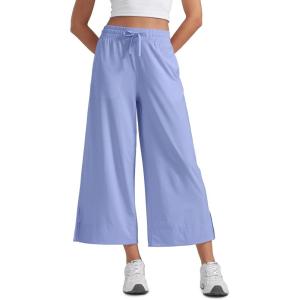 CRZ YOGA Lightweight Wide Leg Cropped Pants for Women 25″ – Casual Travel Work Sweatpants Summer(Periwinkle Purple)