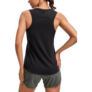 CRZ YOGA Lightweight Workout Tank Tops for Women – Athletic Running Sleeveless Shirts Racerback High Neck T-Shirt(Black)