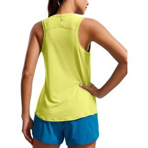 CRZ YOGA Lightweight Workout Tank Tops for Women – Athletic Running Sleeveless Shirts Racerback High Neck T-Shirt(Luminous Yellow)