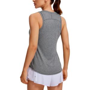 CRZ YOGA Lightweight Workout Tank Tops for Women – Athletic Running Sleeveless Shirts Racerback High Neck T-Shirt(Platinum Heather)