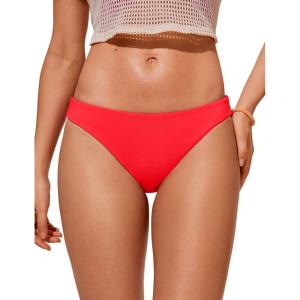 CRZ YOGA Low Waisted Bikini Bottom for Women – Cheeky Basic Bathing Swimsuit Swim Briefs(Deep Red)