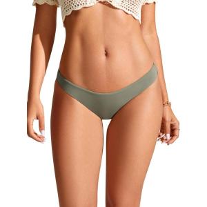 CRZ YOGA Low Waisted Bikini Bottom for Women – Cheeky Basic Bathing Swimsuit Swim Briefs(Light Army Green)