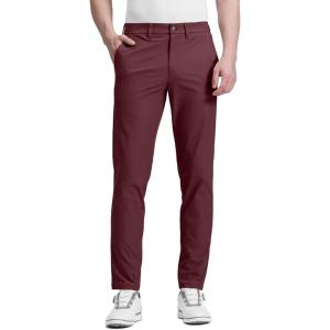 CRZ YOGA Men’s All Day Comfy Golf Pants – 28″/30″/32″/34″/36″ Quick Dry Lightweight Work Casual Trousers with Pockets(Dark Red)