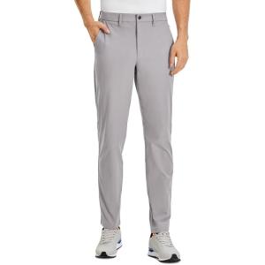 CRZ YOGA Men’s All Day Comfy Golf Pants – 28″/30″/32″/34″/36″ Quick Dry Lightweight Work Casual Trousers with Pockets(Gull Gray)