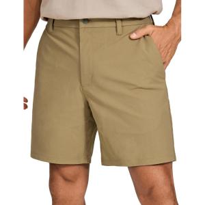 CRZ YOGA Men’s All Day Comfy Golf Shorts – 7″/9″ Stretch Lightweight Flat Front for Casual Work with Pockets(Artifact Brown)