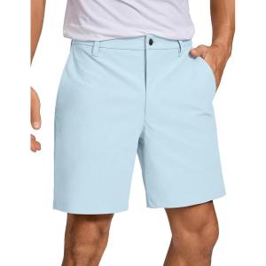 CRZ YOGA Men’s All Day Comfy Golf Shorts – 7″/9″ Stretch Lightweight Flat Front for Casual Work with Pockets(Chambray Blue)