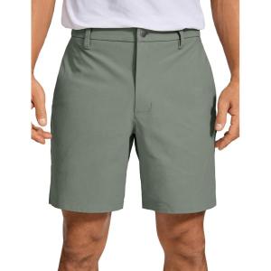 CRZ YOGA Men’s All Day Comfy Golf Shorts – 7″/9″ Stretch Lightweight Flat Front for Casual Work with Pockets(Grey Sage)