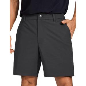 CRZ YOGA Men’s All Day Comfy Golf Shorts – 7″/9″ Stretch Lightweight Flat Front for Casual Work with Pockets(Ink Gray)