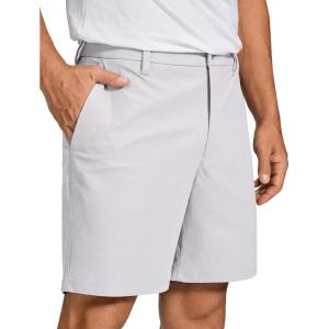 CRZ YOGA Men’s All Day Comfy Golf Shorts – 7″/9″ Stretch Lightweight Flat Front for Casual Work with Pockets(Platinum Grey)