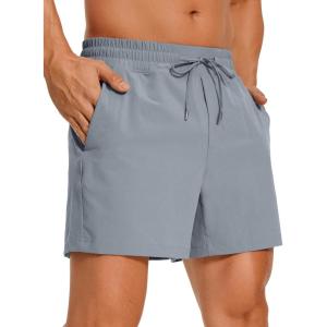 CRZ YOGA Men’s Linerless Workout Shorts 5” – Lightweight Quick Dry for Running Sports Athletic Gym with Pockets(Dark Carbon)