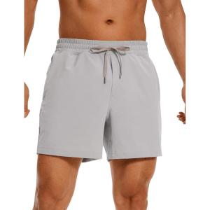 CRZ YOGA Men’s Linerless Workout Shorts 5” – Lightweight Quick Dry for Running Sports Athletic Gym with Pockets(Dark Chrome)