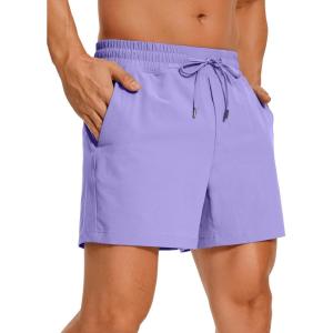 CRZ YOGA Men’s Linerless Workout Shorts 5” – Lightweight Quick Dry for Running Sports Athletic Gym with Pockets(Dark Lavender Purple)