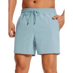 CRZ YOGA Men’s Linerless Workout Shorts 5” – Lightweight Quick Dry for Running Sports Athletic Gym with Pockets(Light Grayish Blue)