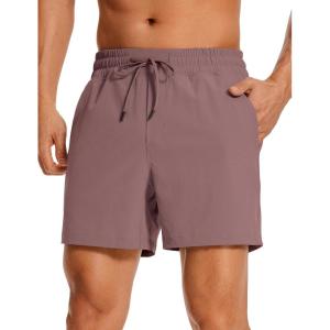 CRZ YOGA Men’s Linerless Workout Shorts 5” – Lightweight Quick Dry for Running Sports Athletic Gym with Pockets(Mauve)