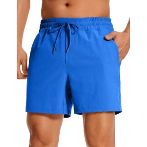 CRZ YOGA Men’s Linerless Workout Shorts 5” – Lightweight Quick Dry for Running Sports Athletic Gym with Pockets(Sparkle Blue)