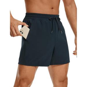 CRZ YOGA Men’s Linerless Workout Shorts 5” – Lightweight Quick Dry for Running Sports Athletic Gym with Pockets(True Navy)
