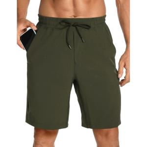 CRZ YOGA Men’s Linerless Workout Shorts 7” – Quick Dry for Running Sports Athletic Gym with Pockets(Dark Olive)