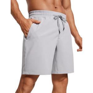 CRZ YOGA Men’s Linerless Workout Shorts 7” – Quick Dry for Running Sports Athletic Gym with Pockets(Gull Gray)