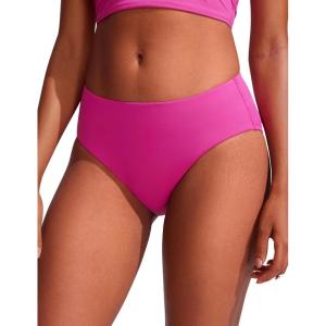 CRZ YOGA Mid Waisted Bikini Bottoms for Women – Full Coverage Bathing Suit Swimsuit Basic Swim Briefs(Hibiscus Purple)