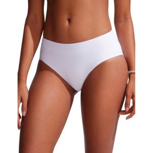 CRZ YOGA Mid Waisted Bikini Bottoms for Women – Full Coverage Bathing Suit Swimsuit Basic Swim Briefs(White)