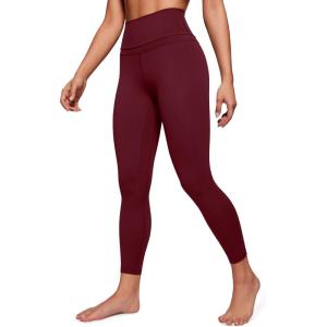 CRZ YOGA Naked Feeling Workout Leggings 25” – High Waist Yoga Training Tight Womens Pants(Red Merlot)