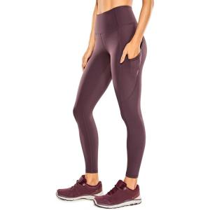 CRZ YOGA Naked Feeling Workout Leggings Pockets 25” – High Waisted Womens Yoga Pants Running Tights(Arctic Plum)