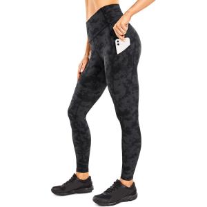 CRZ YOGA Naked Feeling Workout Leggings Pockets 25” – High Waisted Womens Yoga Pants Running Tights(Tie Dye Smoke Ink)