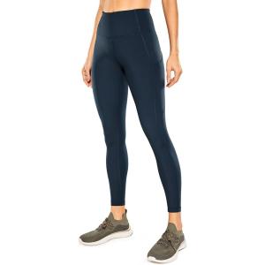 CRZ YOGA Naked Feeling Workout Leggings Pockets 25” – High Waisted Womens Yoga Pants Running Tights(True Navy)